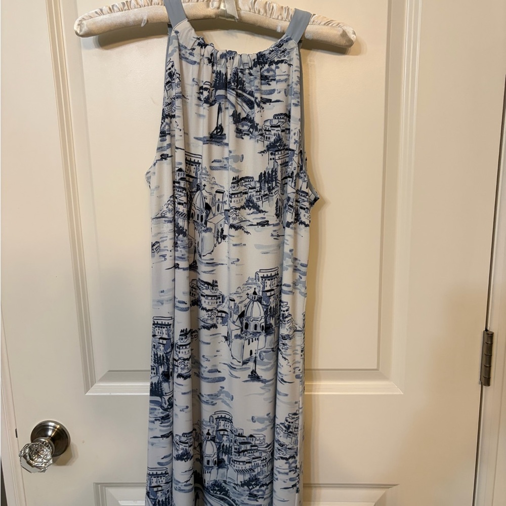 White House Black Market Blue and White Dress